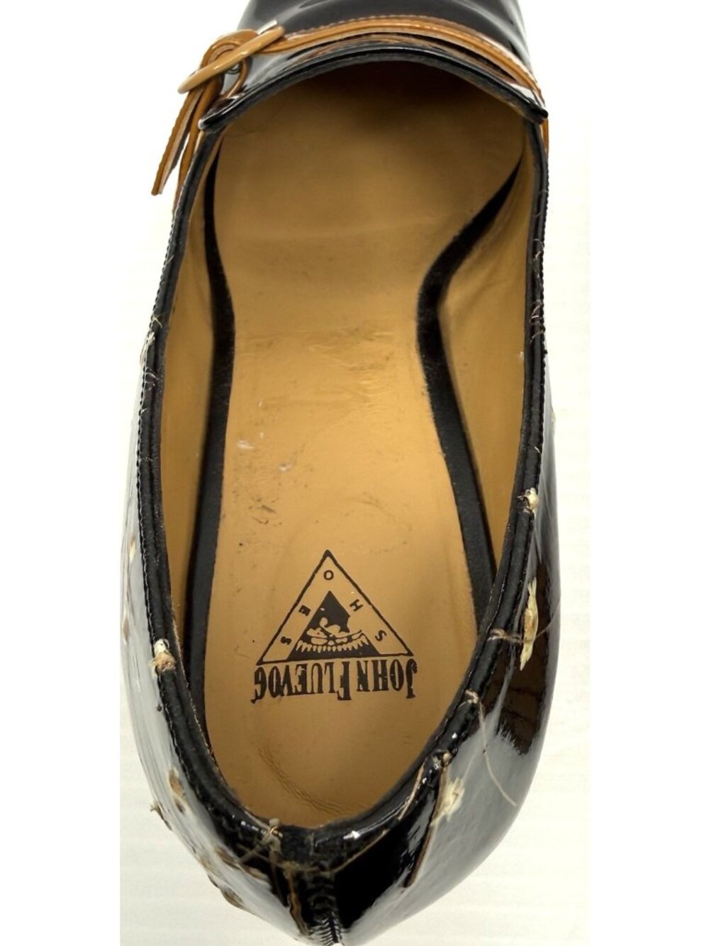 John Fluevog Gigi Effortless Womens 7 Black Floral Patent Mary Jane Pumps Y2K - Picture 10 of 14